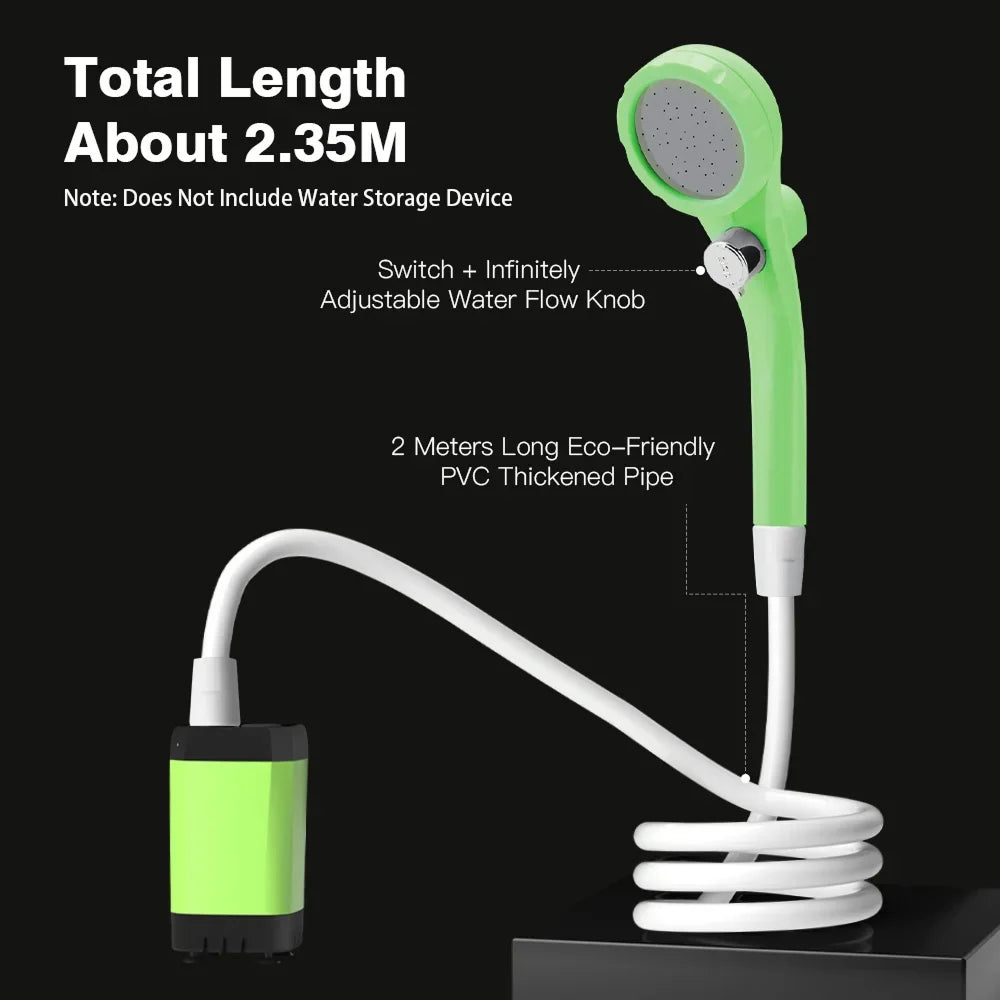 CiShowix Portable Camping Shower 6000mAh Battery USB-C Smart Digital Temperature Display IPX7