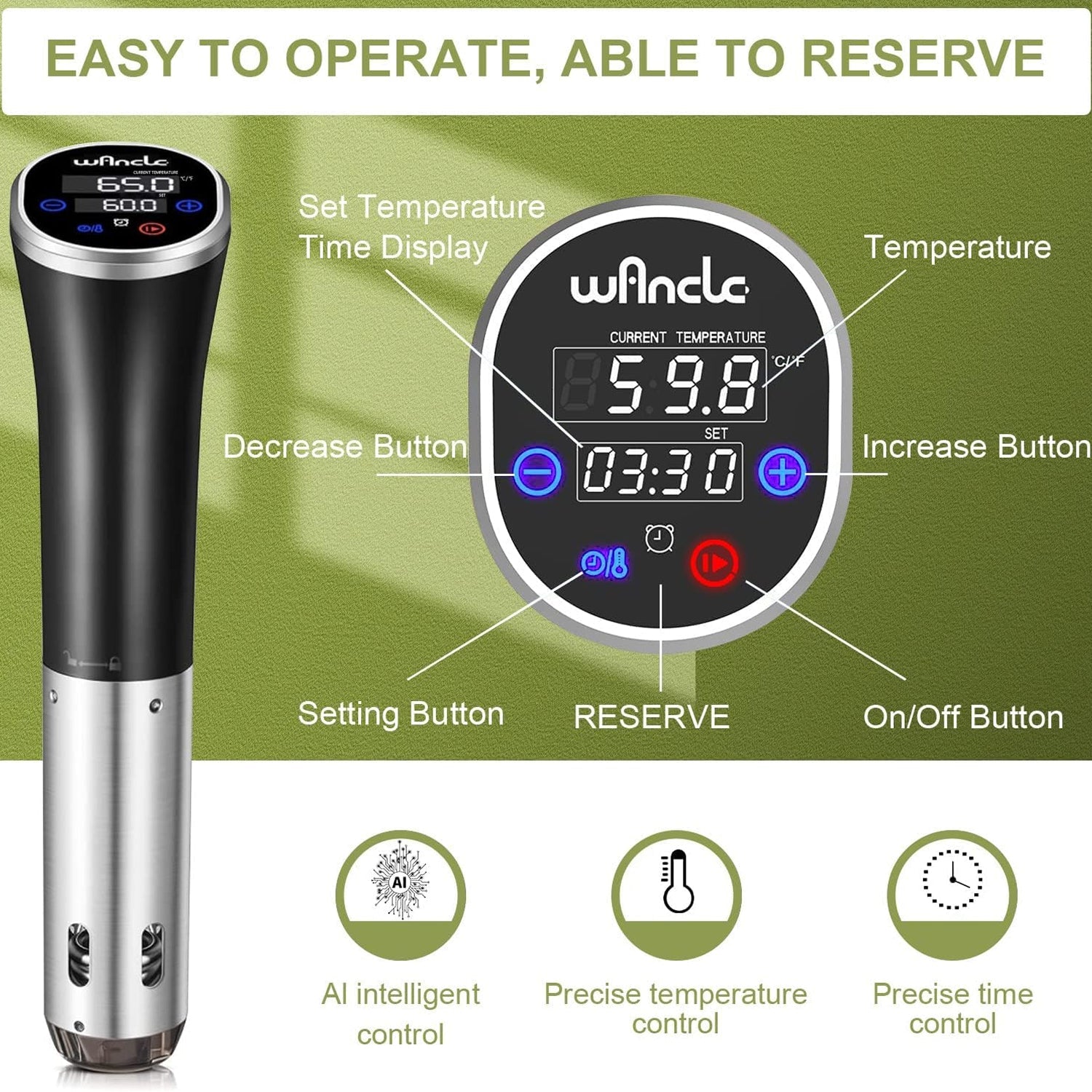 CimixCo 1100W Ultra-Slim Sous Vide Immersion Circulator with ±0.1°C Precision, IPX7 Waterproofing and 3D Rapid-Heat Technology