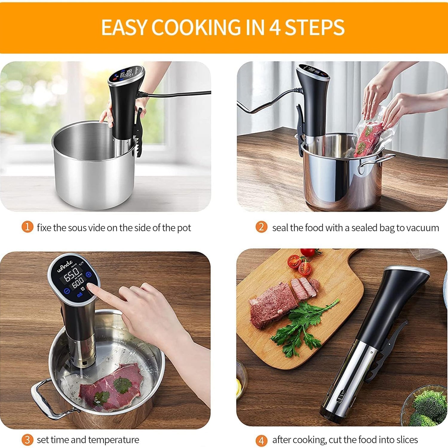 CimixCo 1100W Ultra-Slim Sous Vide Immersion Circulator with ±0.1°C Precision, IPX7 Waterproofing and 3D Rapid-Heat Technology