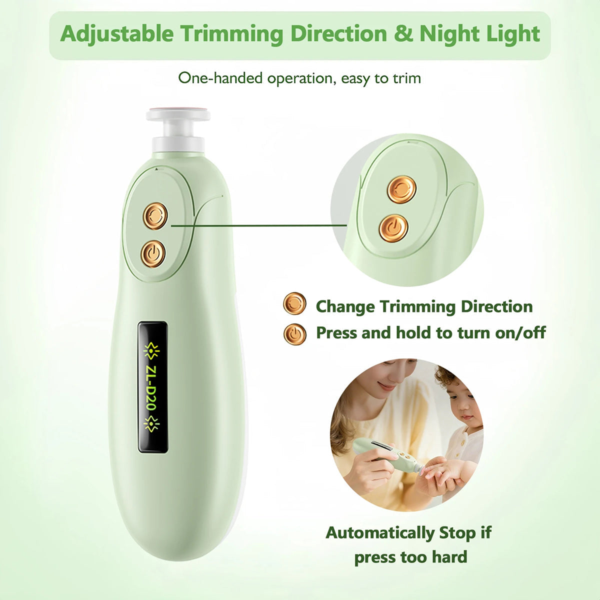 CinoDelp Electric Baby Nail Trimmer Safe Infant Nail File Care Kit