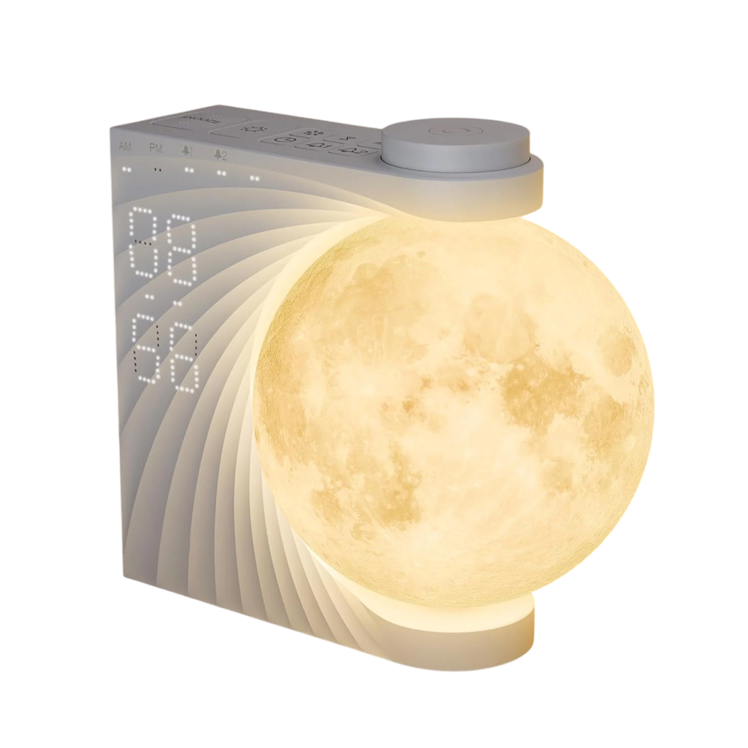 ClockOzi Sunrise Alarm Clock with 15 Nature Sounds, Gradual 10-Min Simulation and 10-Color Moon Lamp
