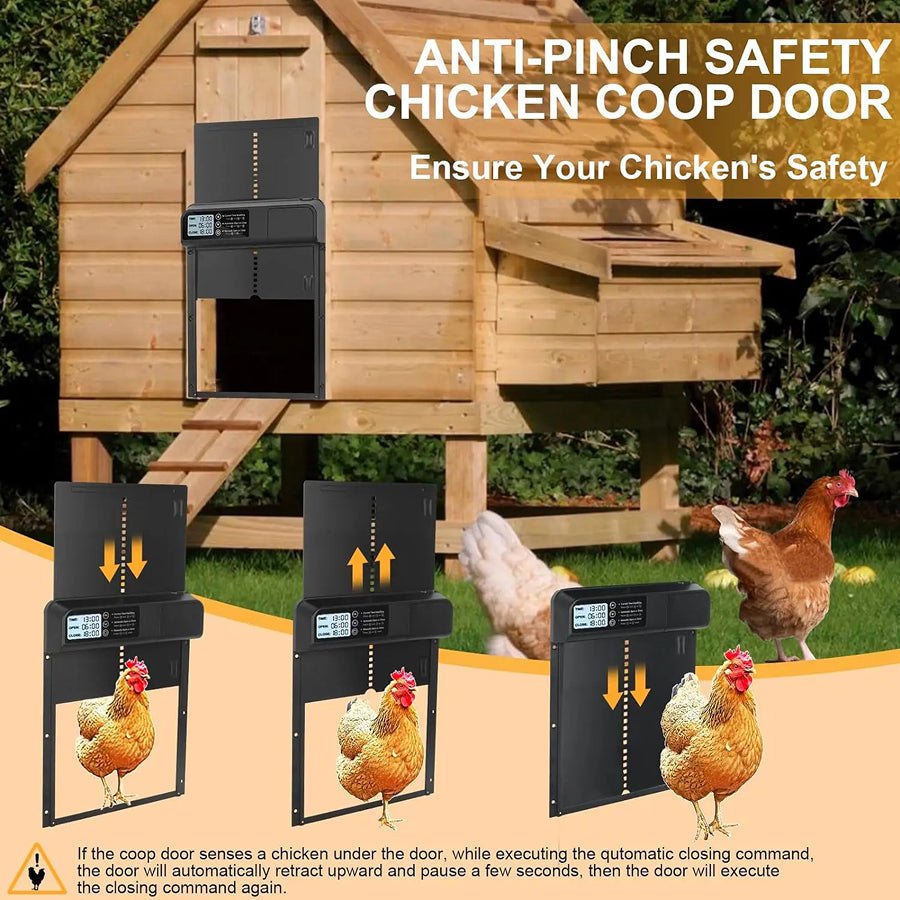 CochiKix Automatic Chicken Coop Door - Predator-Proof Aluminum Door with Anti-Pinch Safety System for Chickens, Ducks, and Geese