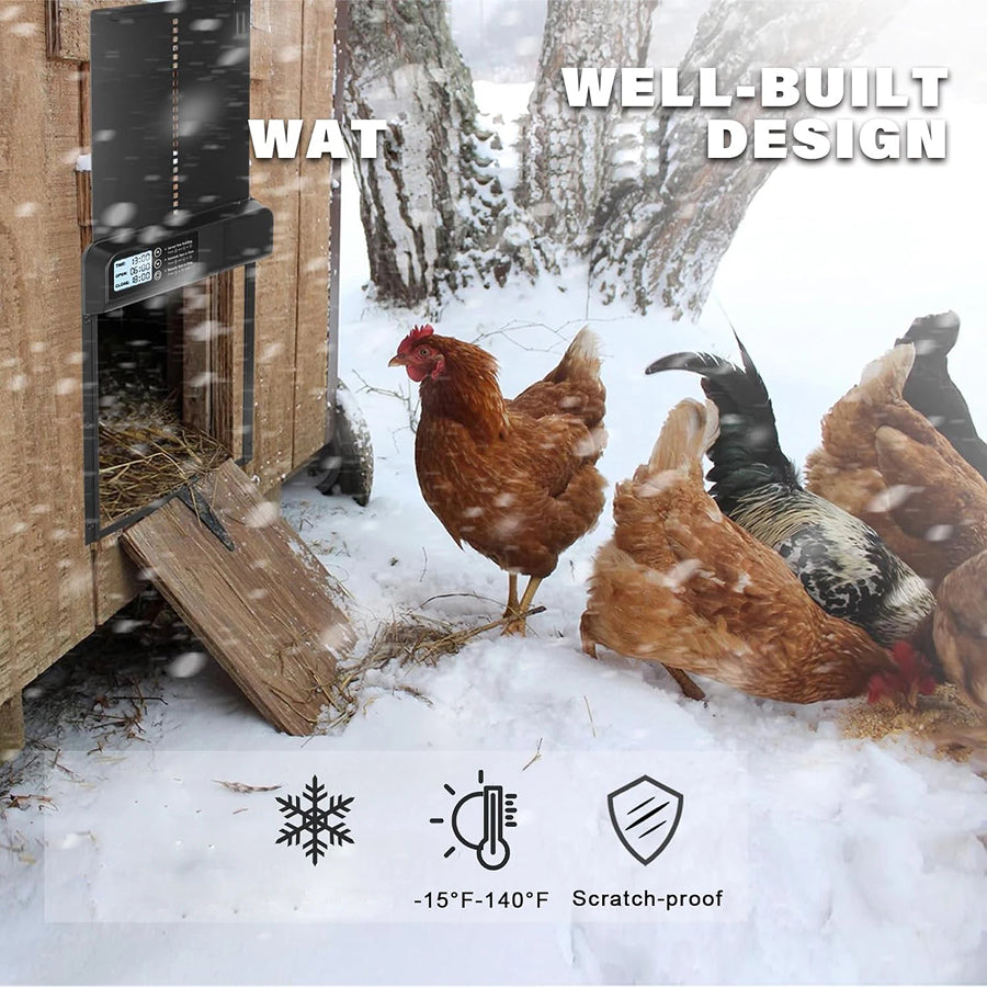 CochiKix Automatic Chicken Coop Door - Predator-Proof Aluminum Door with Anti-Pinch Safety System for Chickens, Ducks, and Geese