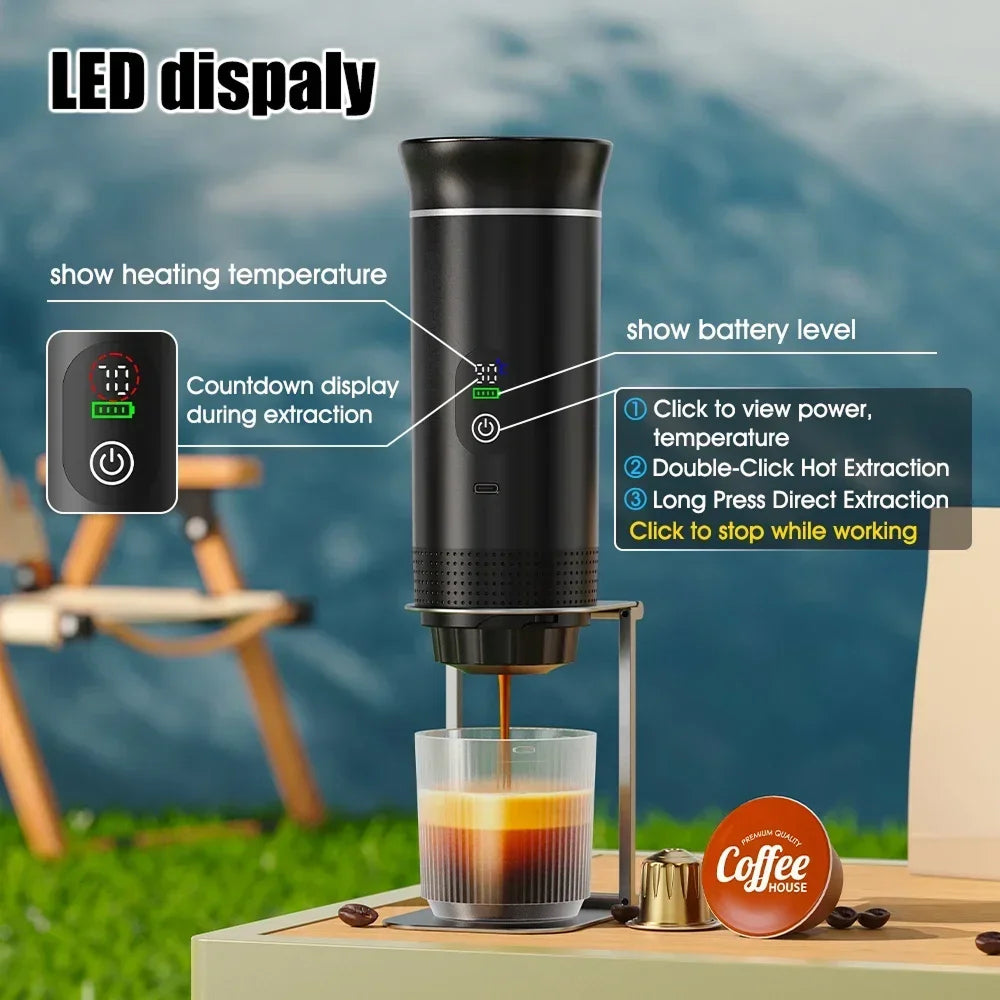CofiMika Portable Coffee Maker - 20 Bar High-Pressure Espresso Machine with Heating Element, 7500mAh Battery for DG, NS Capsules