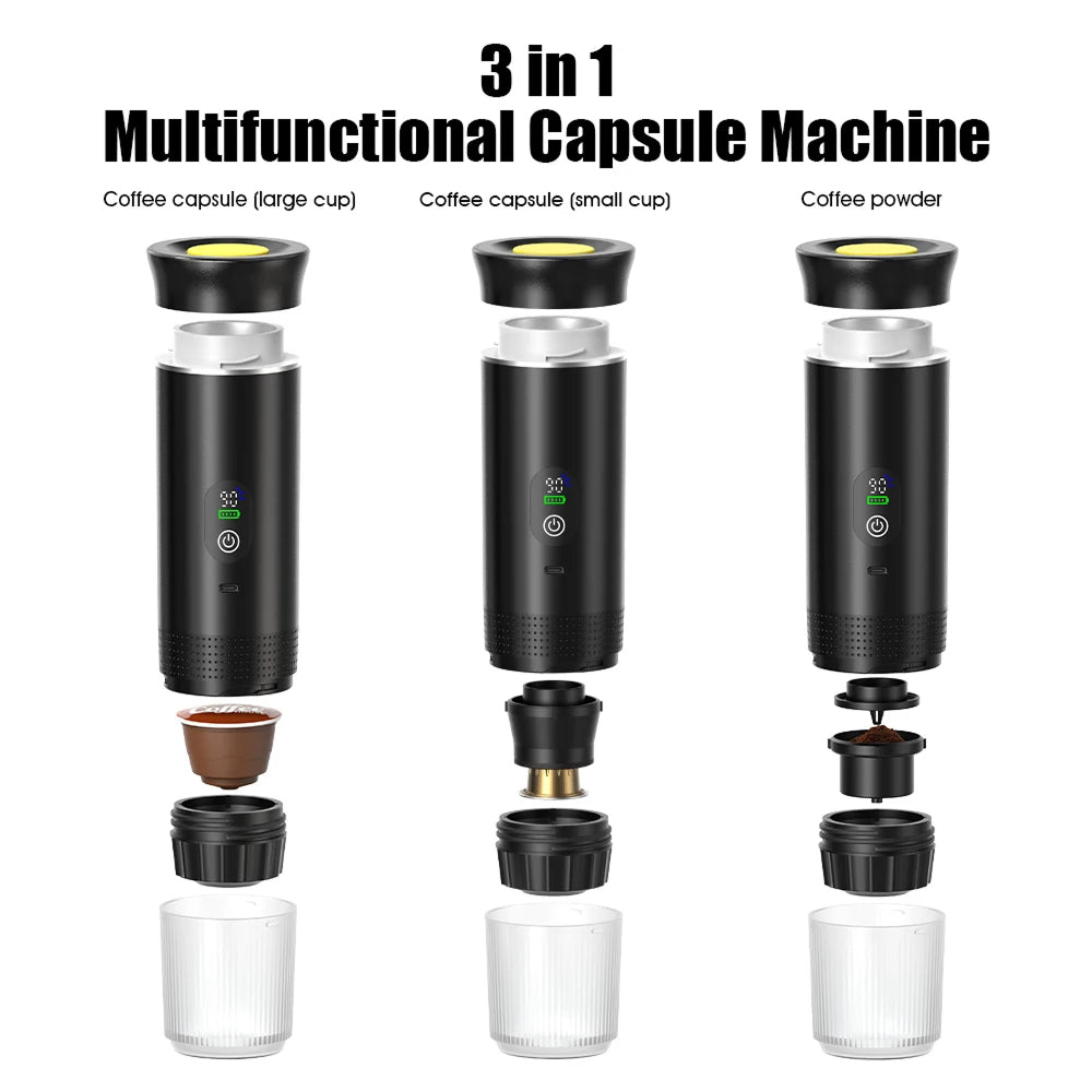 CofiMika Portable Coffee Maker - 20 Bar High-Pressure Espresso Machine with Heating Element, 7500mAh Battery for DG, NS Capsules