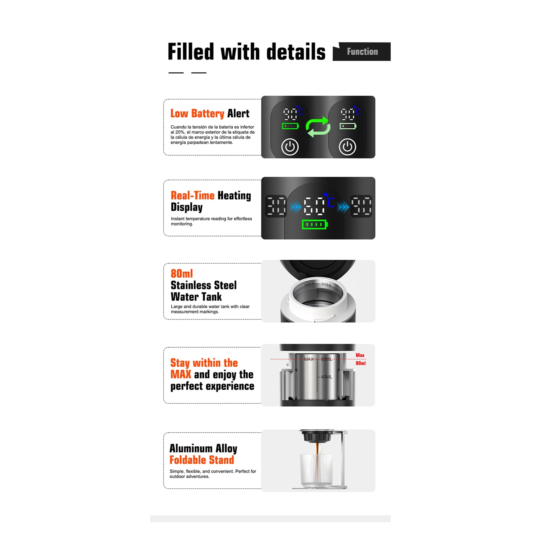 CofiMika Portable Coffee Maker - 20 Bar High-Pressure Espresso Machine with Heating Element, 7500mAh Battery for DG, NS Capsules