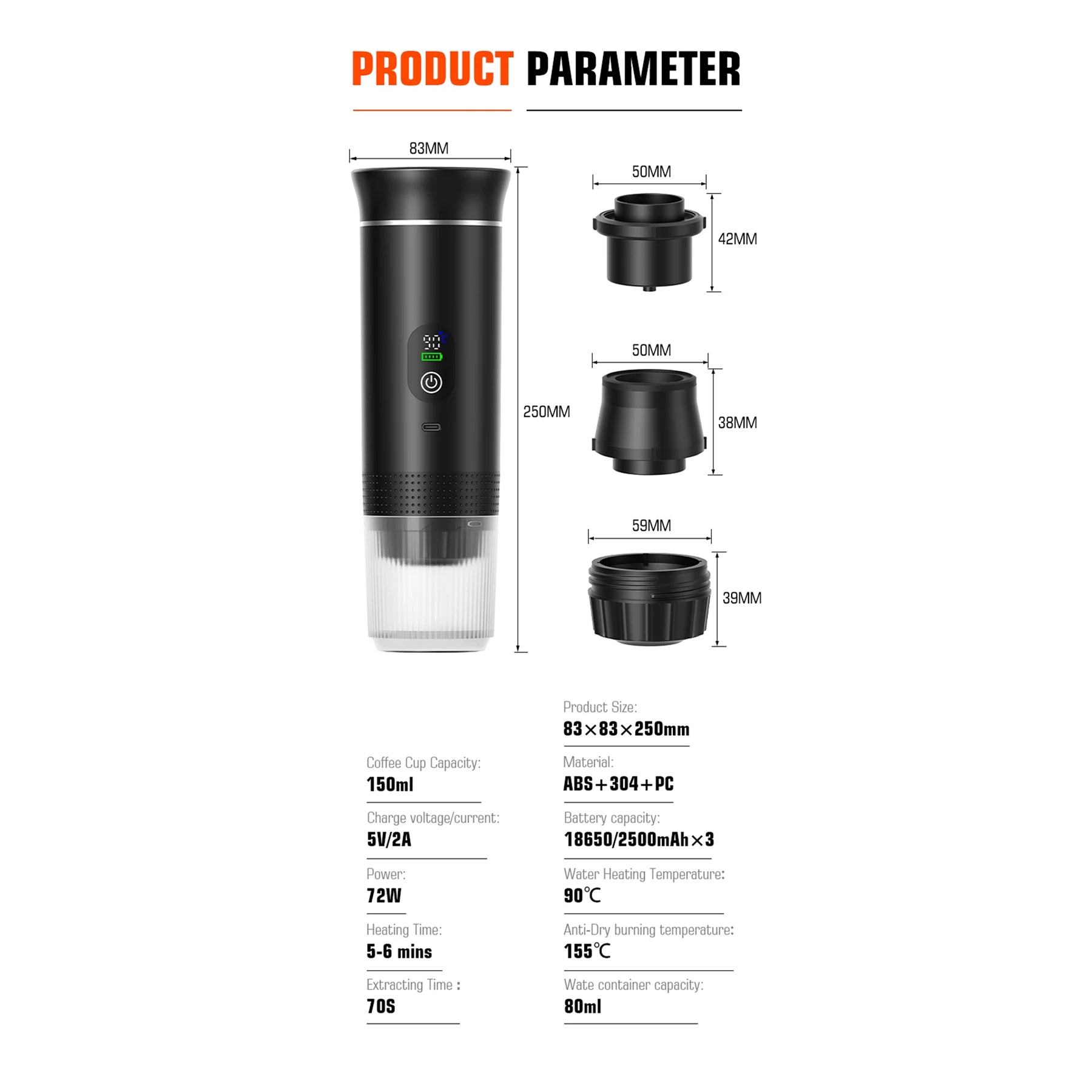 CofiMika Portable Coffee Maker - 20 Bar High-Pressure Espresso Machine with Heating Element, 7500mAh Battery for DG, NS Capsules
