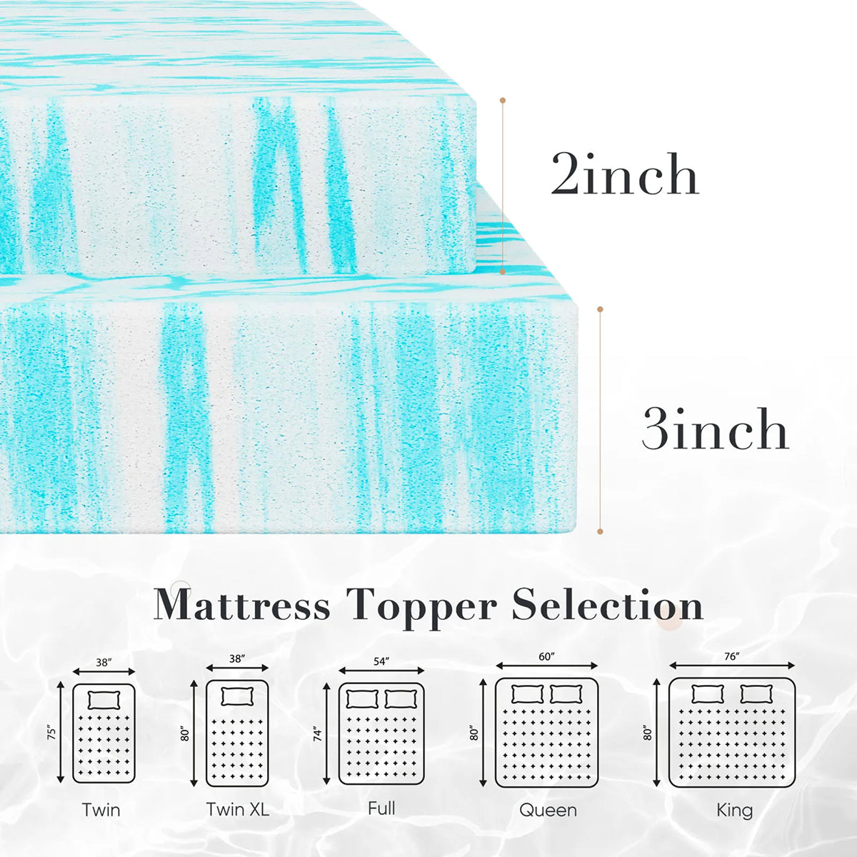 CrofGant Cooling Mattress Pad Breathable Chilling Bed Topper