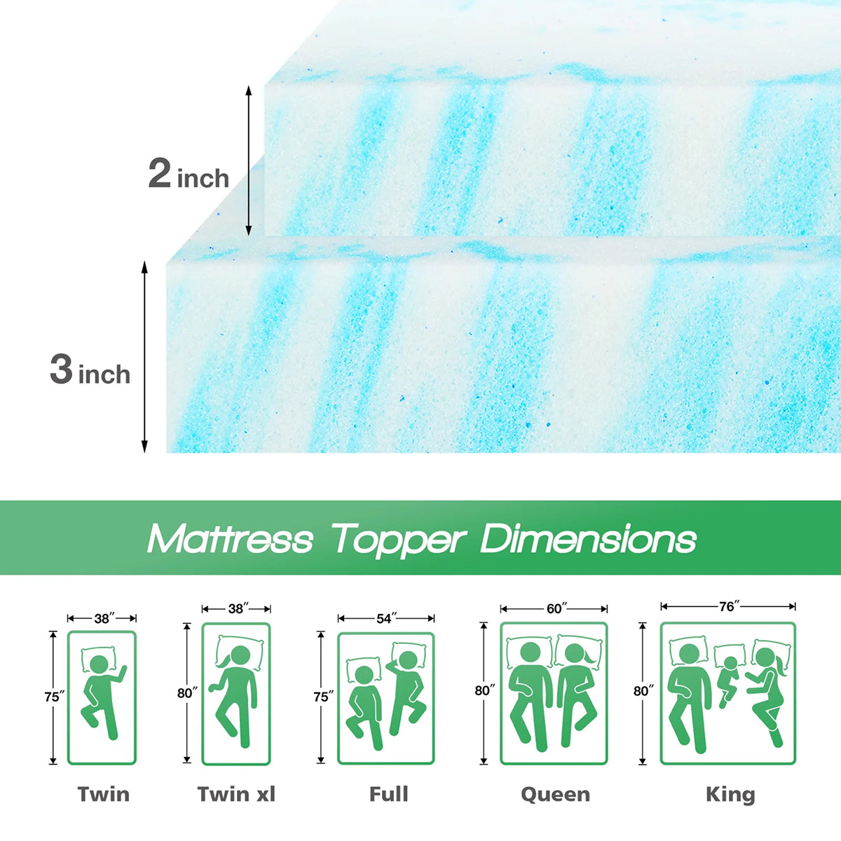 CrofGant Cooling Mattress Pad Breathable Chilling Bed Topper