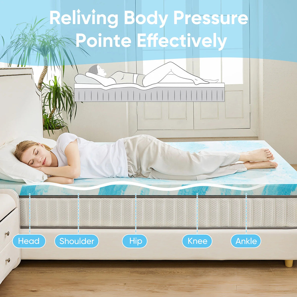 CrofGant Cooling Mattress Pad Breathable Chilling Bed Topper