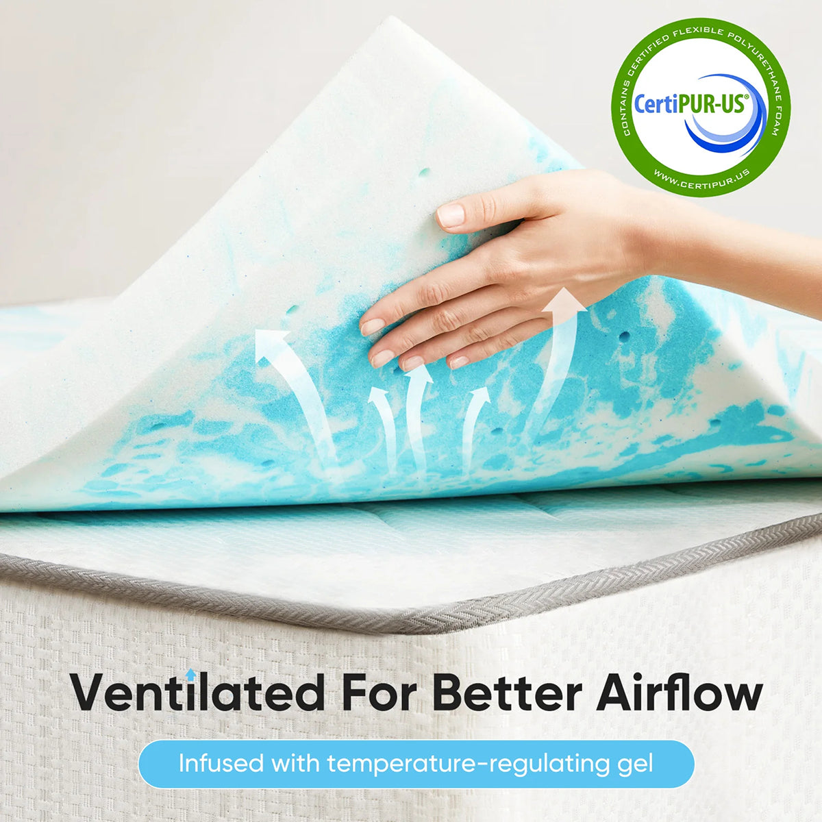 CrofGant Cooling Mattress Pad Breathable Chilling Bed Topper