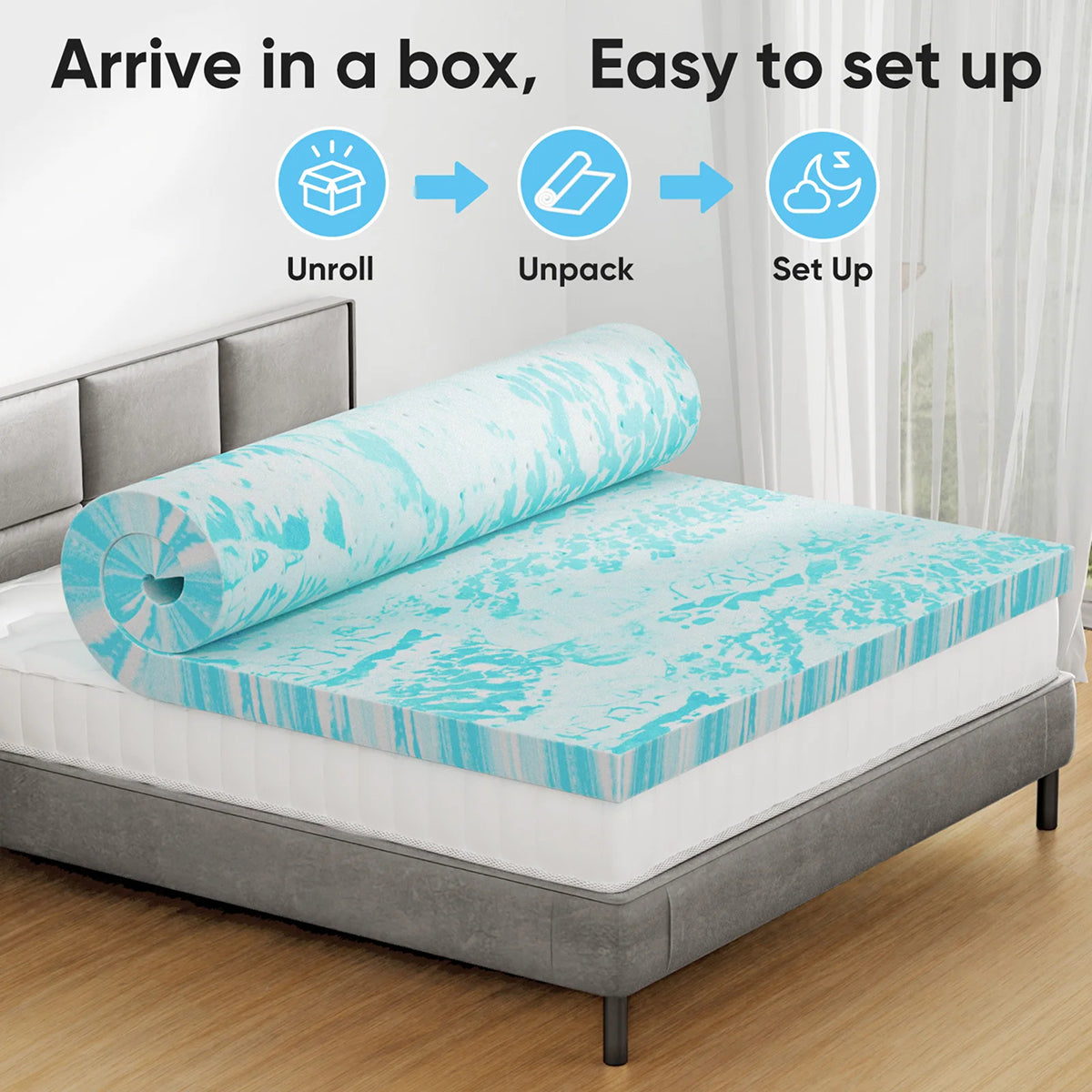 CrofGant Cooling Mattress Pad Breathable Chilling Bed Topper