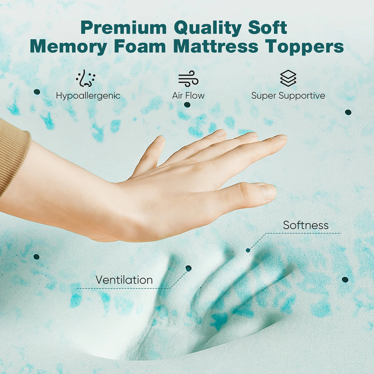 CrofGant Cooling Mattress Pad Breathable Chilling Bed Topper
