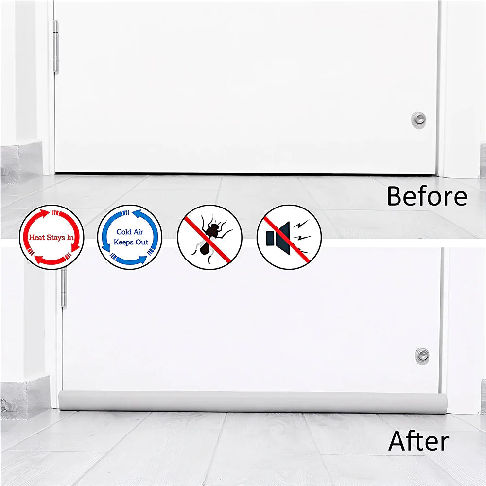 DaxenMix Door Draft Stopper - Premium Leather Double-Sided Under Door Seal, High-Density Foam Insulation for Energy Saving and Noise Reduction, Fits up to 36