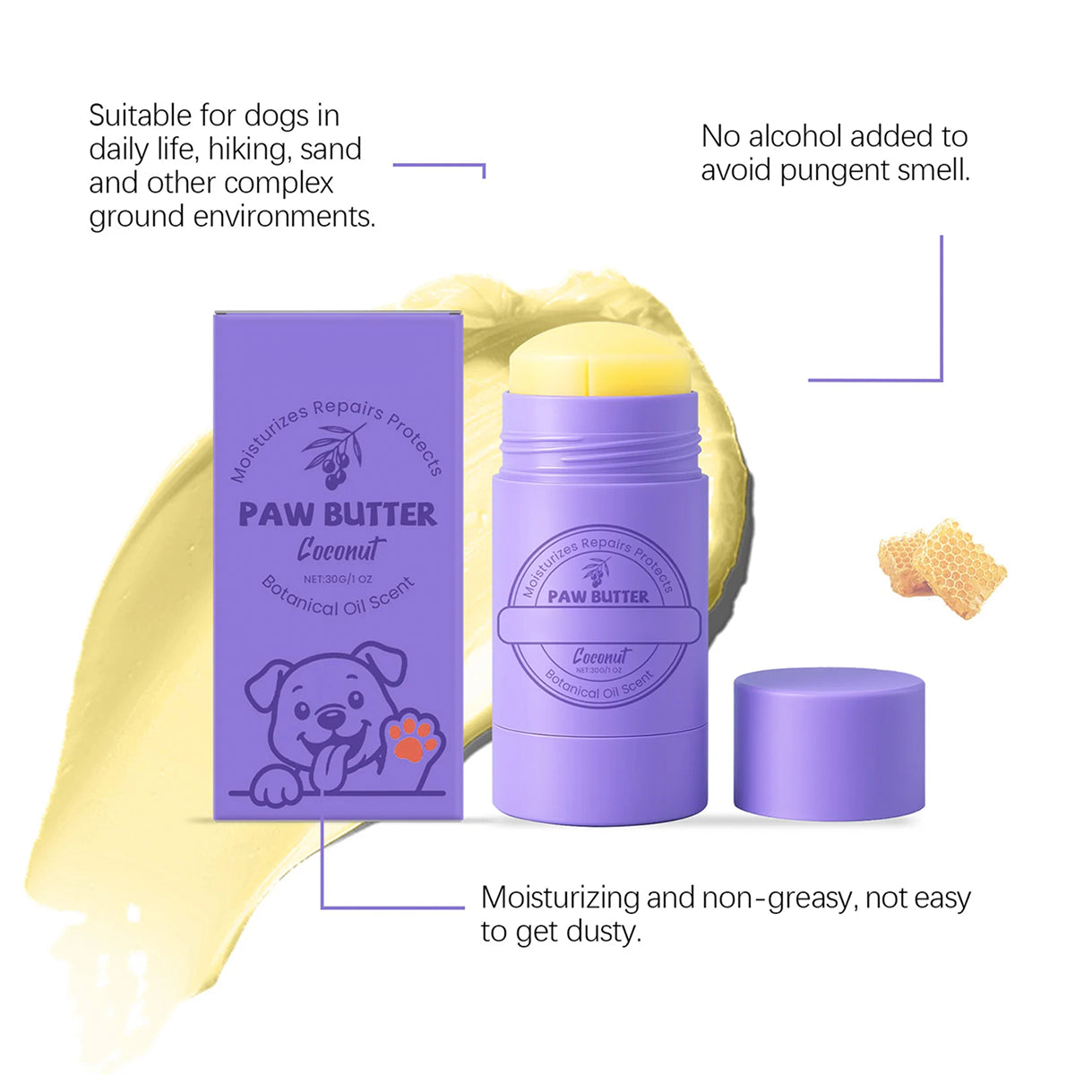 DeaEllant Dog Paw Balm All-Natural Organic Moisturizer for Dry Cracked Paws