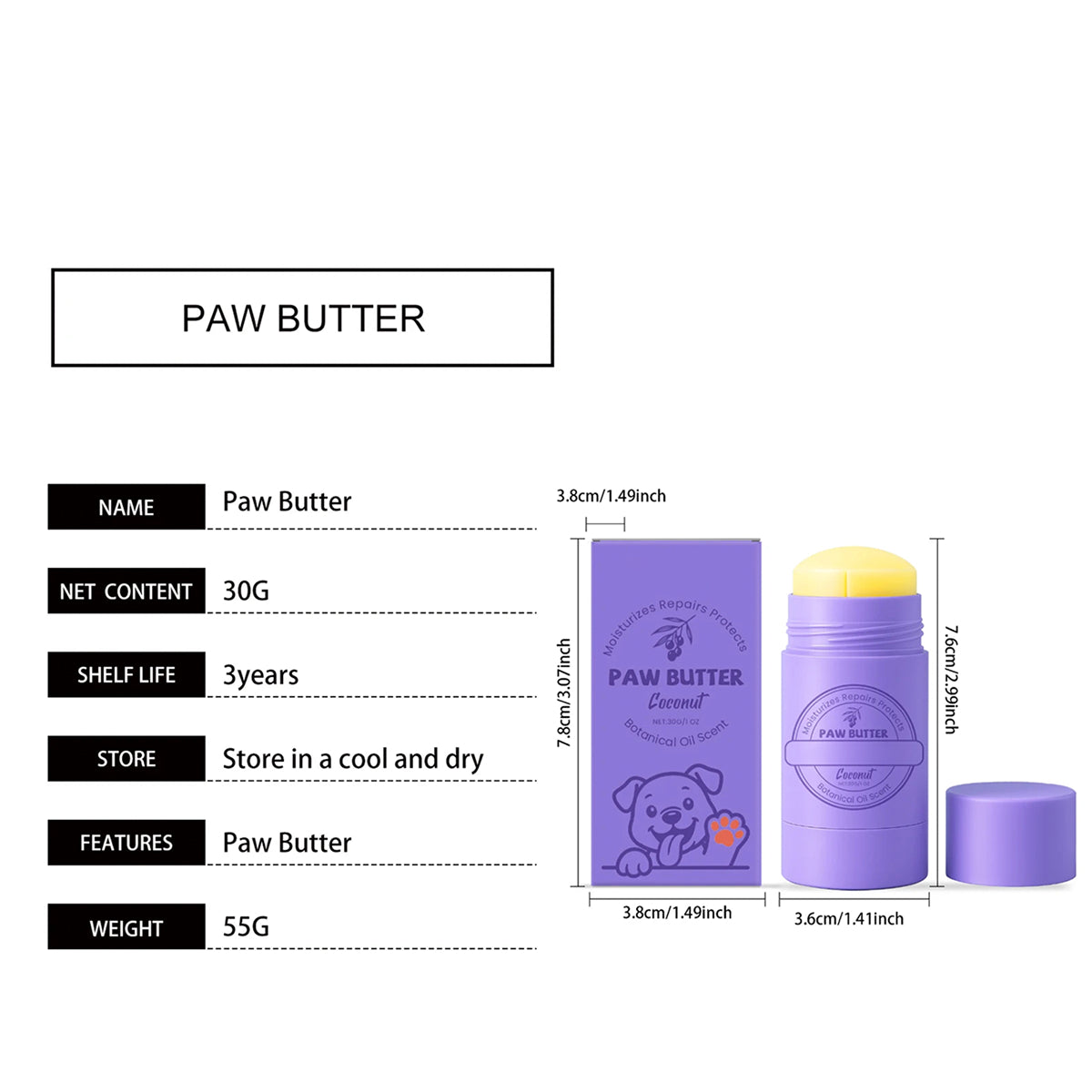 DeaEllant Dog Paw Balm All-Natural Organic Moisturizer for Dry Cracked Paws