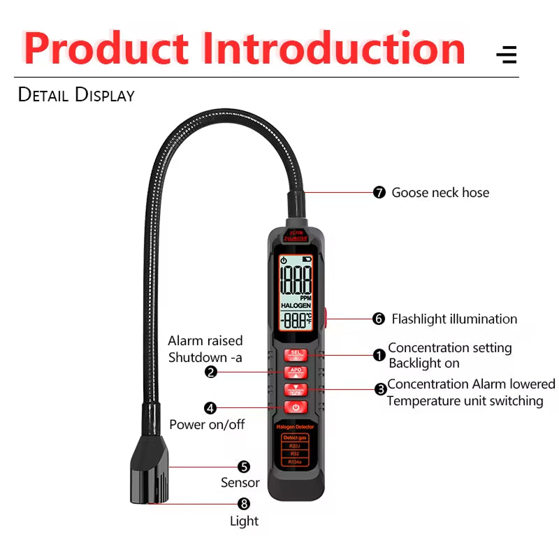 DetoSafer Refrigerant Leak Detector 0.5oz/yr High Precision for R22 R410A R134A R1234YF