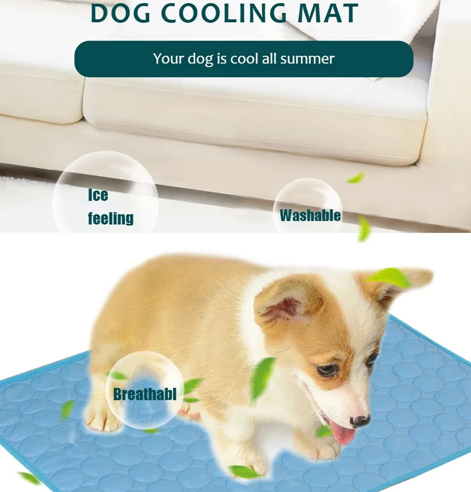 DovixMati Dog Cooling Mat Ice-Silk Technology Washable Pet Pad for Large & Small Breeds
