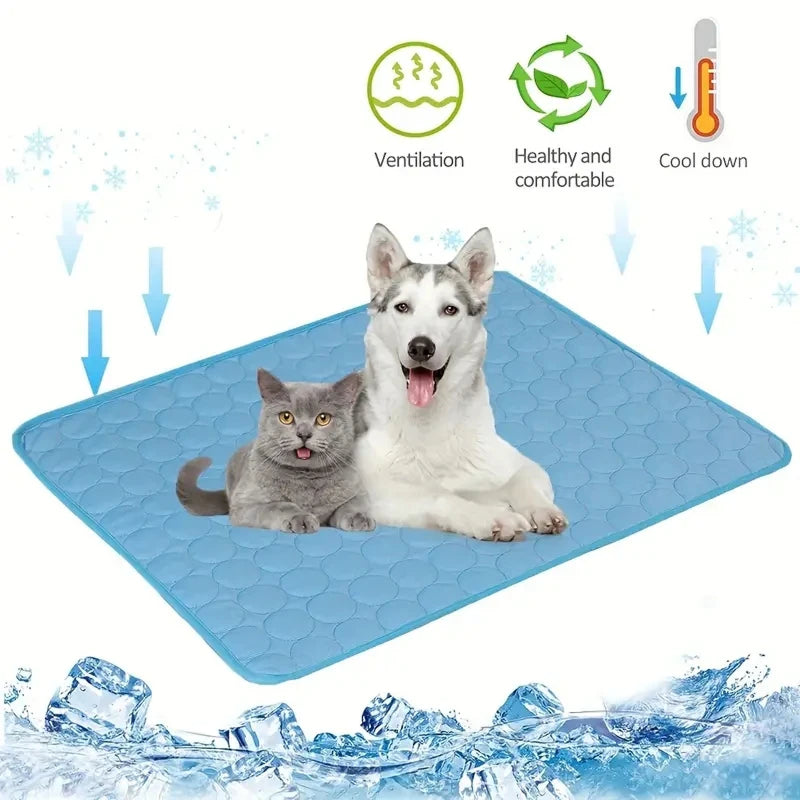DovixMati Dog Cooling Mat Ice-Silk Technology Washable Pet Pad for Large & Small Breeds