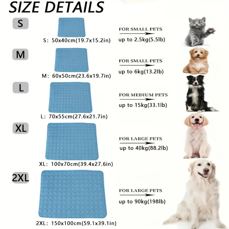 DovixMati Dog Cooling Mat Ice-Silk Technology Washable Pet Pad for Large & Small Breeds