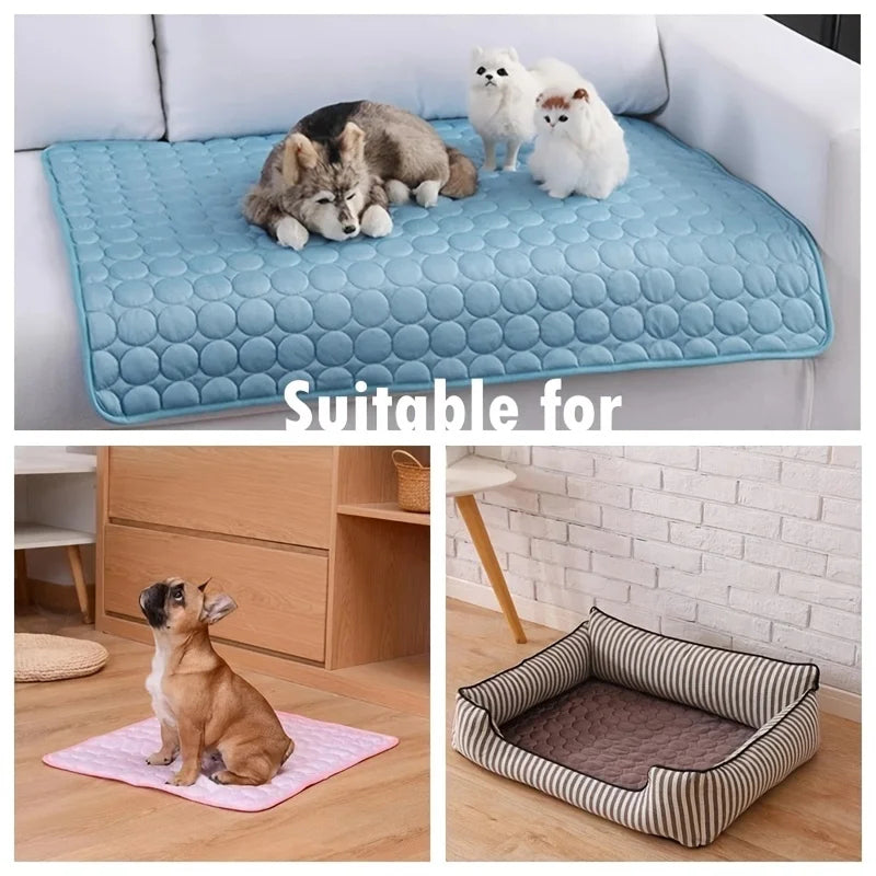 DovixMati Dog Cooling Mat Ice-Silk Technology Washable Pet Pad for Large & Small Breeds