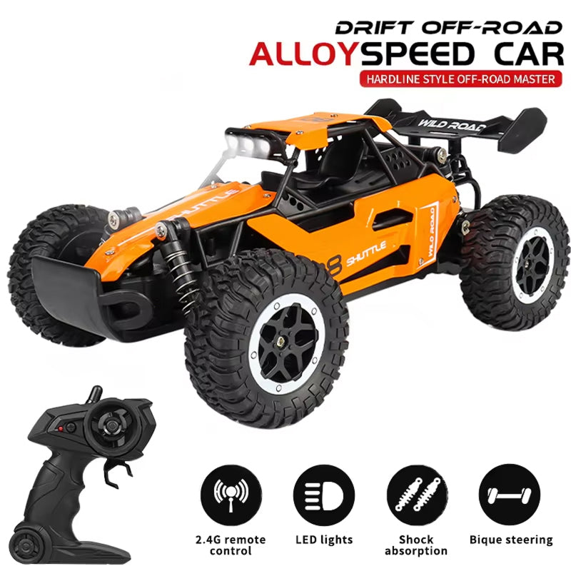 DriftXigo High-Speed RC Car 20km/h with Independent Metal Shock Absorbers, 2.4GHz Anti-Interference and LED Searchlights