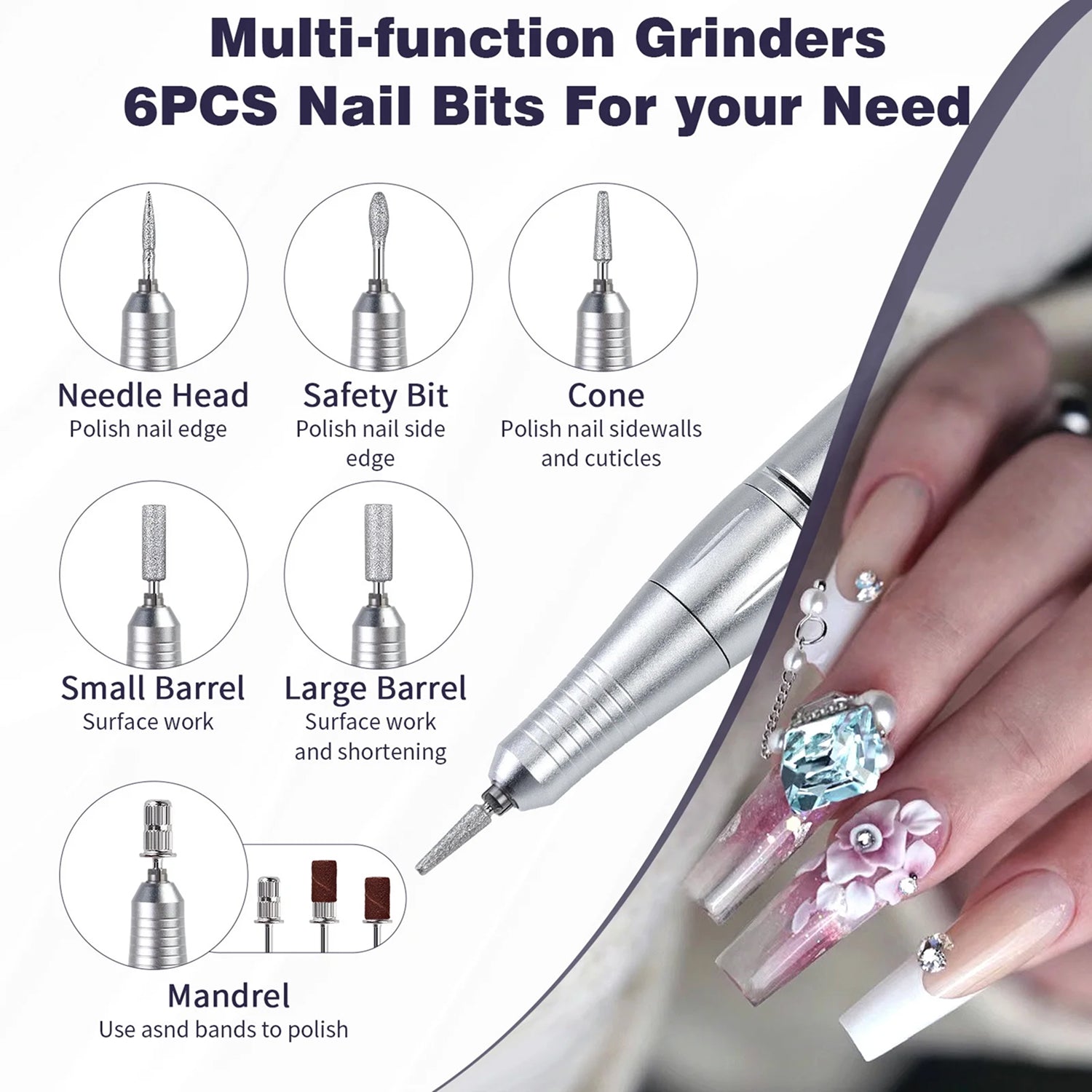 DrilixDox Cordless Nail Drill 45,000 RPM Professional E-File with 2000mAh Battery & 12-Piece Bit Set