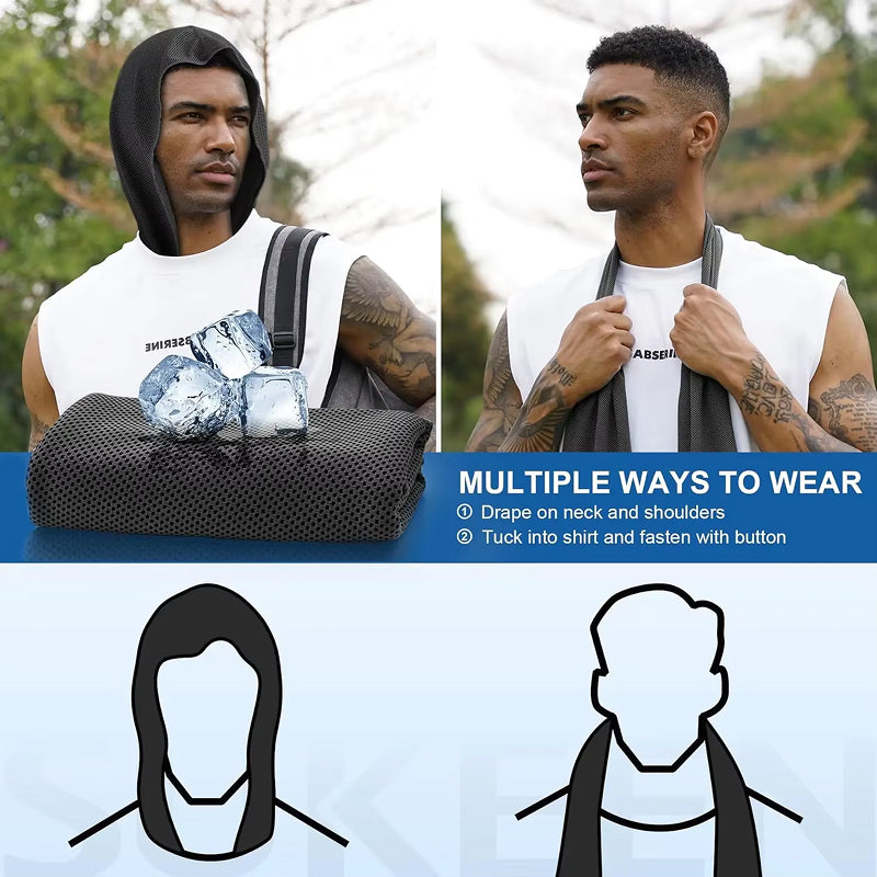 DryColix Cooling Towel Hooded 40+ UV Protection Instant 16°C Relief for Running and Outdoors