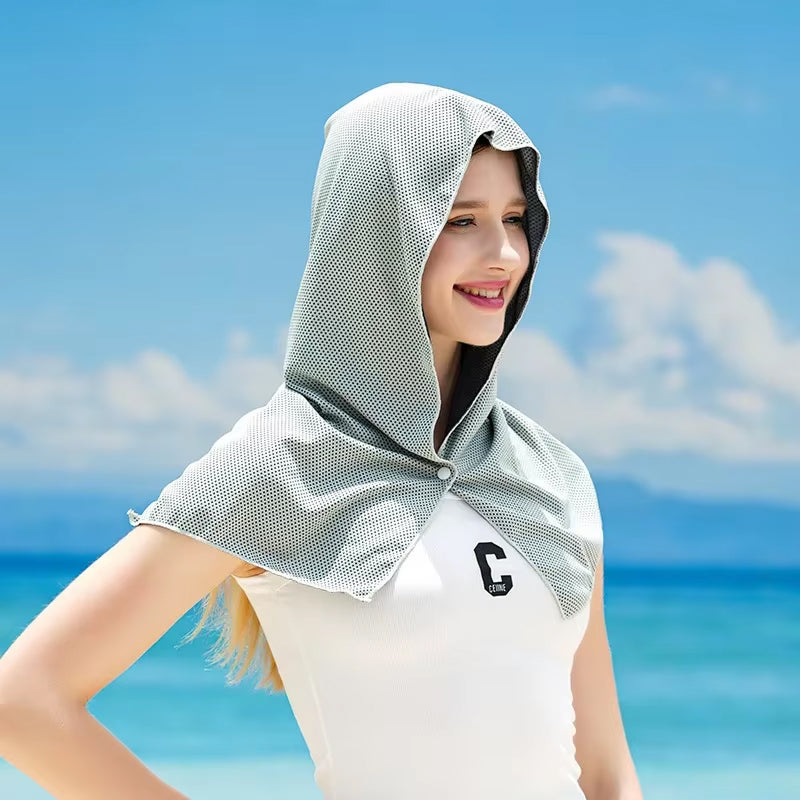 DryColix Cooling Towel Hooded 40+ UV Protection Instant 16°C Relief for Running and Outdoors