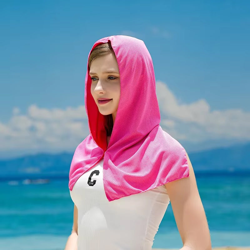 DryColix Cooling Towel Hooded 40+ UV Protection Instant 16°C Relief for Running and Outdoors