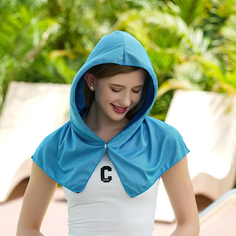 DryColix Cooling Towel Hooded 40+ UV Protection Instant 16°C Relief for Running and Outdoors