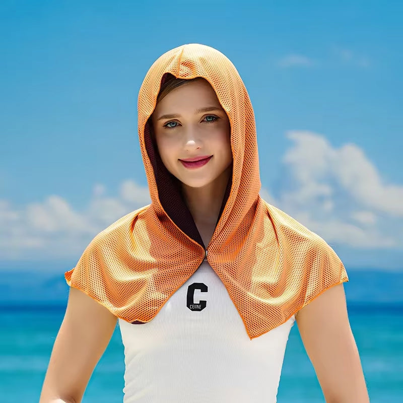 DryColix Cooling Towel Hooded 40+ UV Protection Instant 16°C Relief for Running and Outdoors