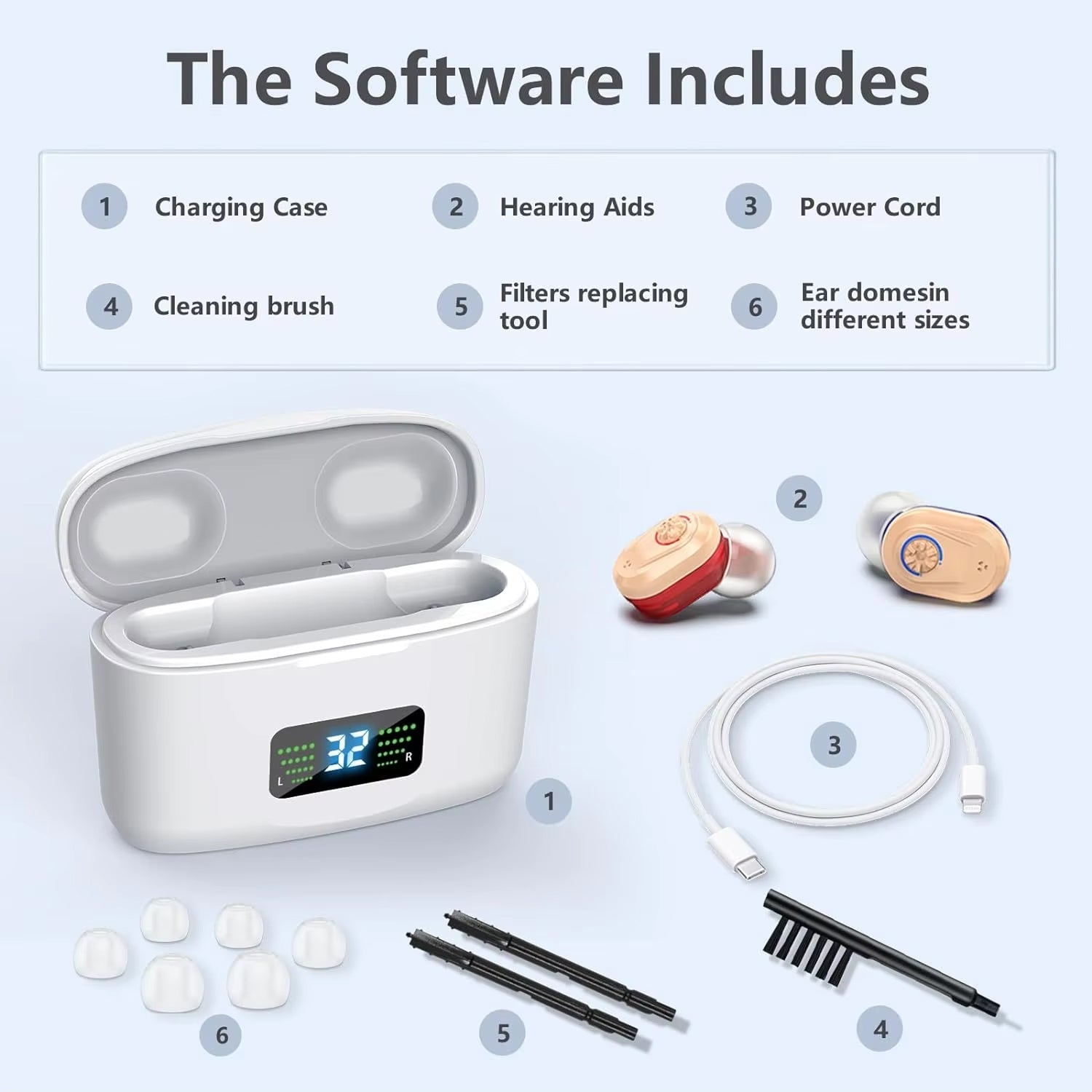 WelliTrue Digital Hearing Aids for Seniors 30dB Noise Reduction 240H Total Battery