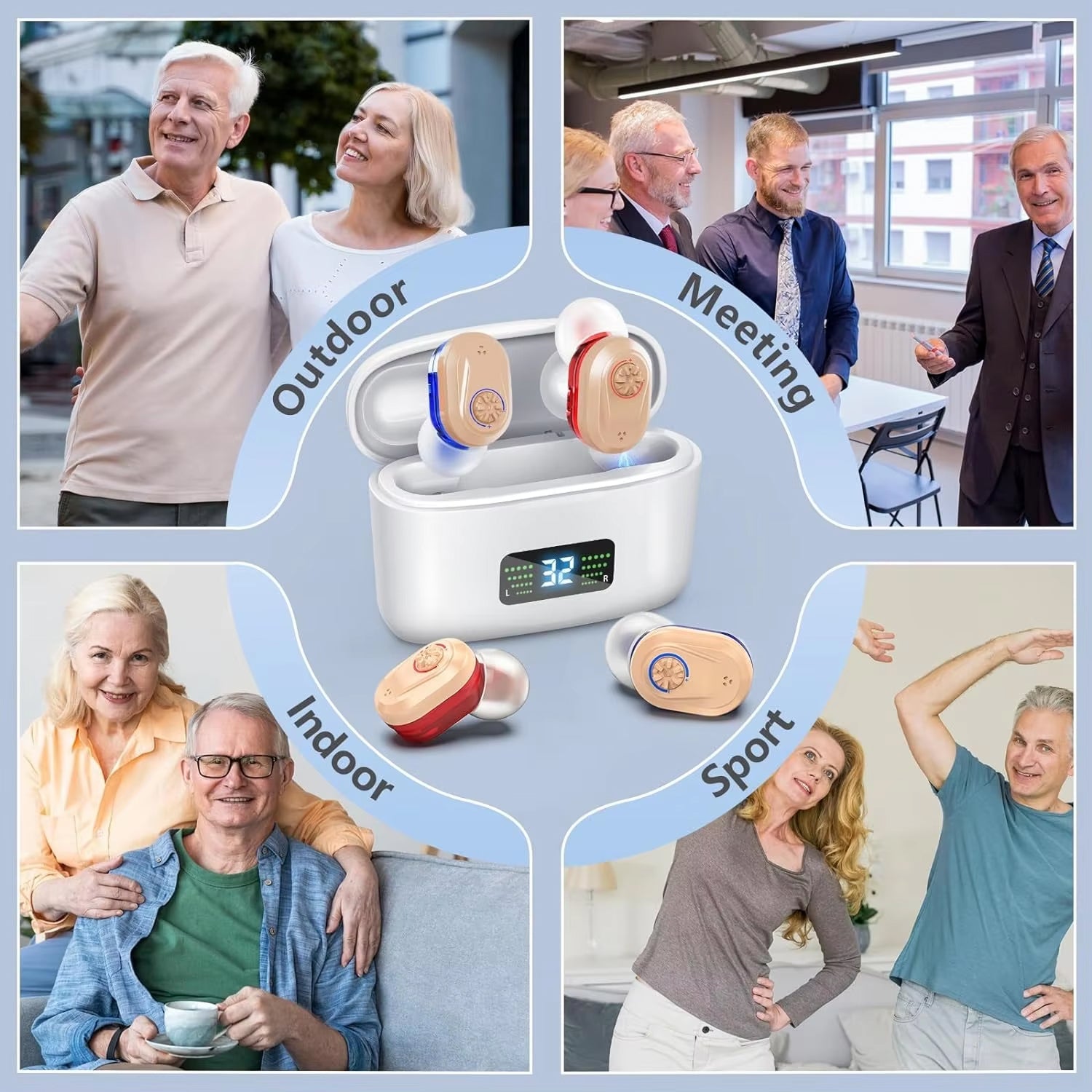 WelliTrue Digital Hearing Aids for Seniors 30dB Noise Reduction 240H Total Battery