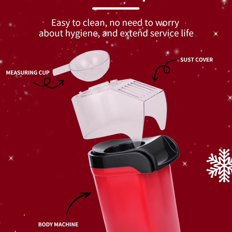 EaziCrisp Hot Air Popcorn Popper - 99% High Efficiency Oil-Free Popcorn Maker, Under 3 Minutes Fast Popping