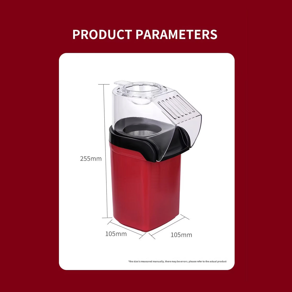 EaziCrisp Hot Air Popcorn Popper - 99% High Efficiency Oil-Free Popcorn Maker, Under 3 Minutes Fast Popping