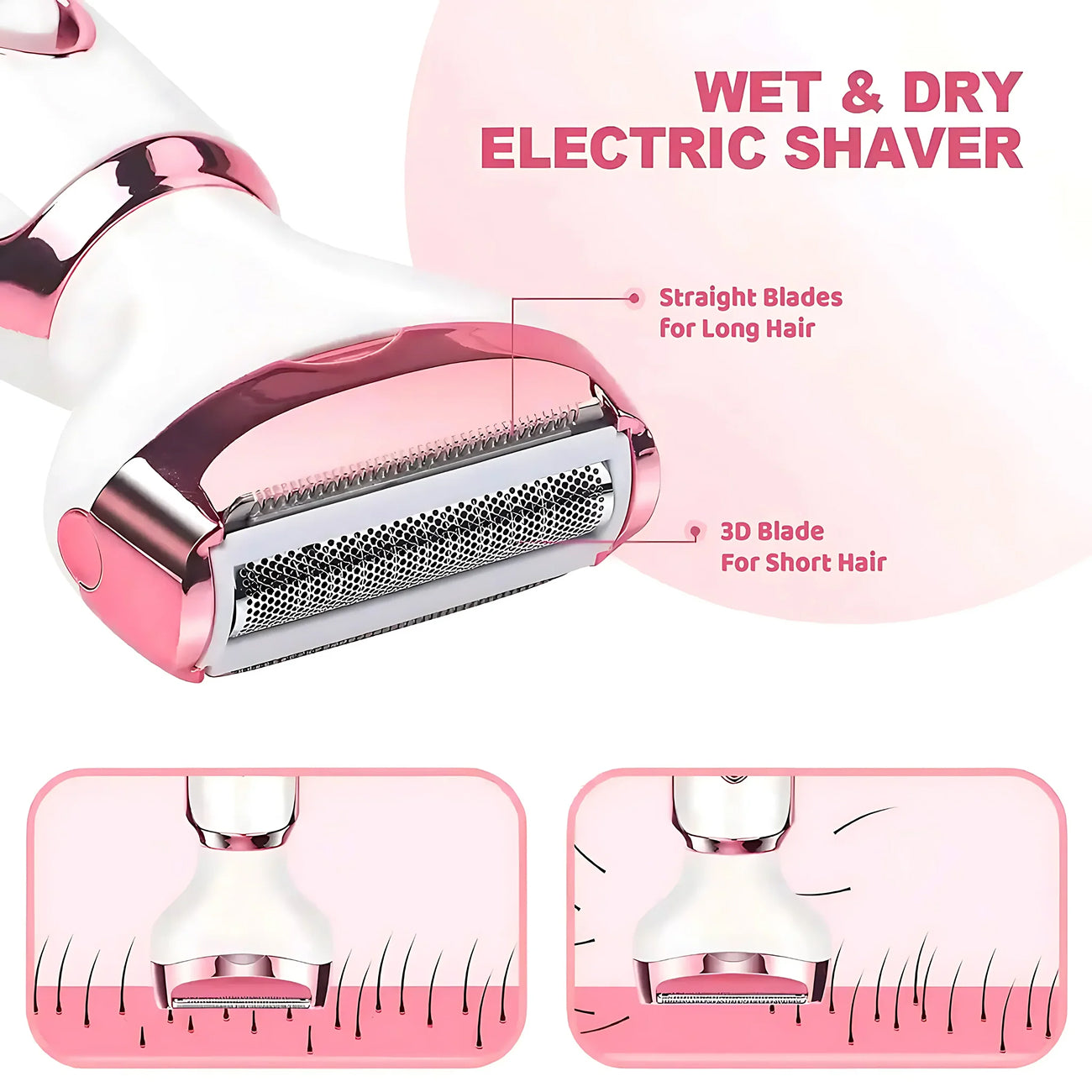 ElixMise 4-in-1 Waterproof Electric Razor for Women with 3-Blade Precision System, Sensitive Skin Tech and USB Rechargeable Base
