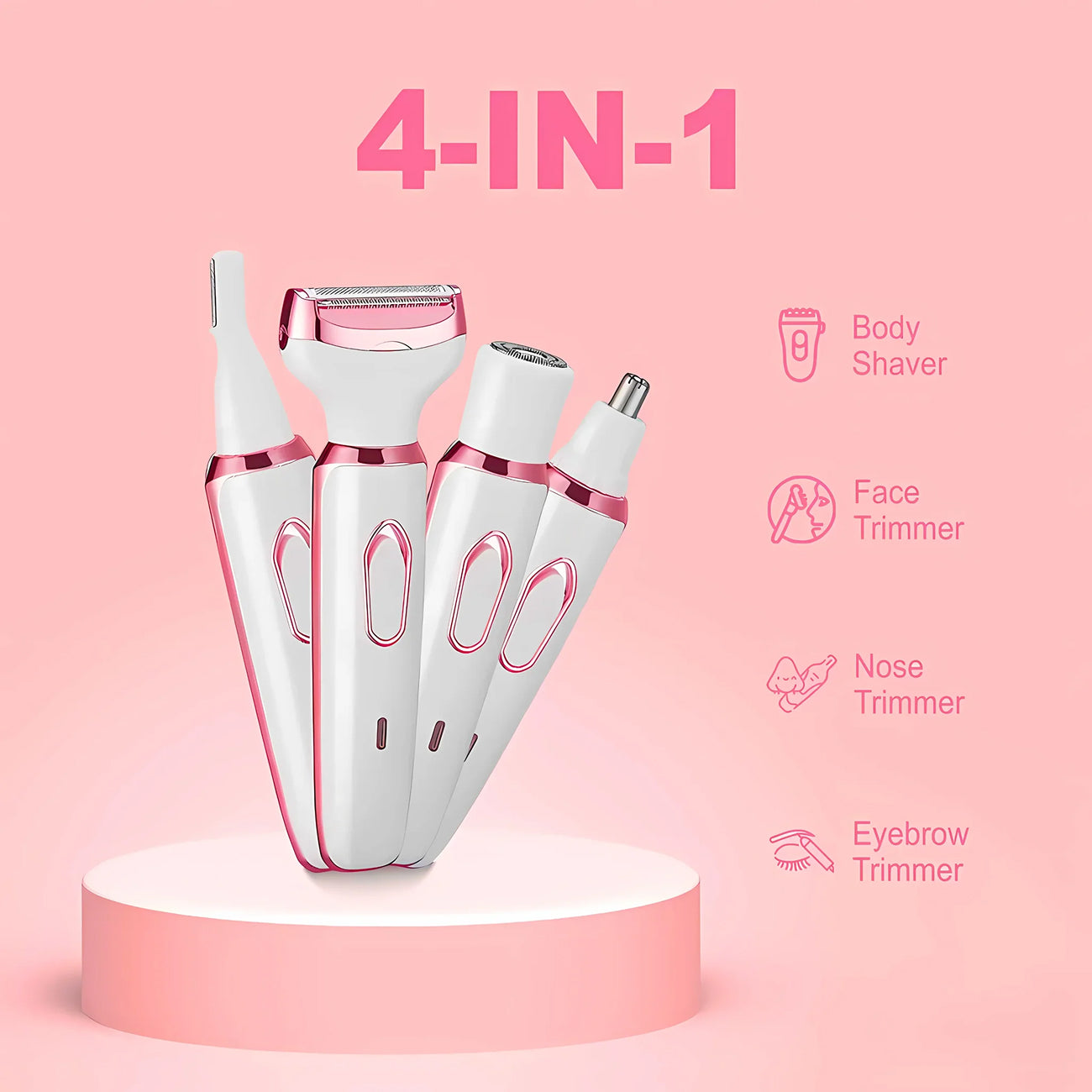 ElixMise 4-in-1 Waterproof Electric Razor for Women with 3-Blade Precision System, Sensitive Skin Tech and USB Rechargeable Base