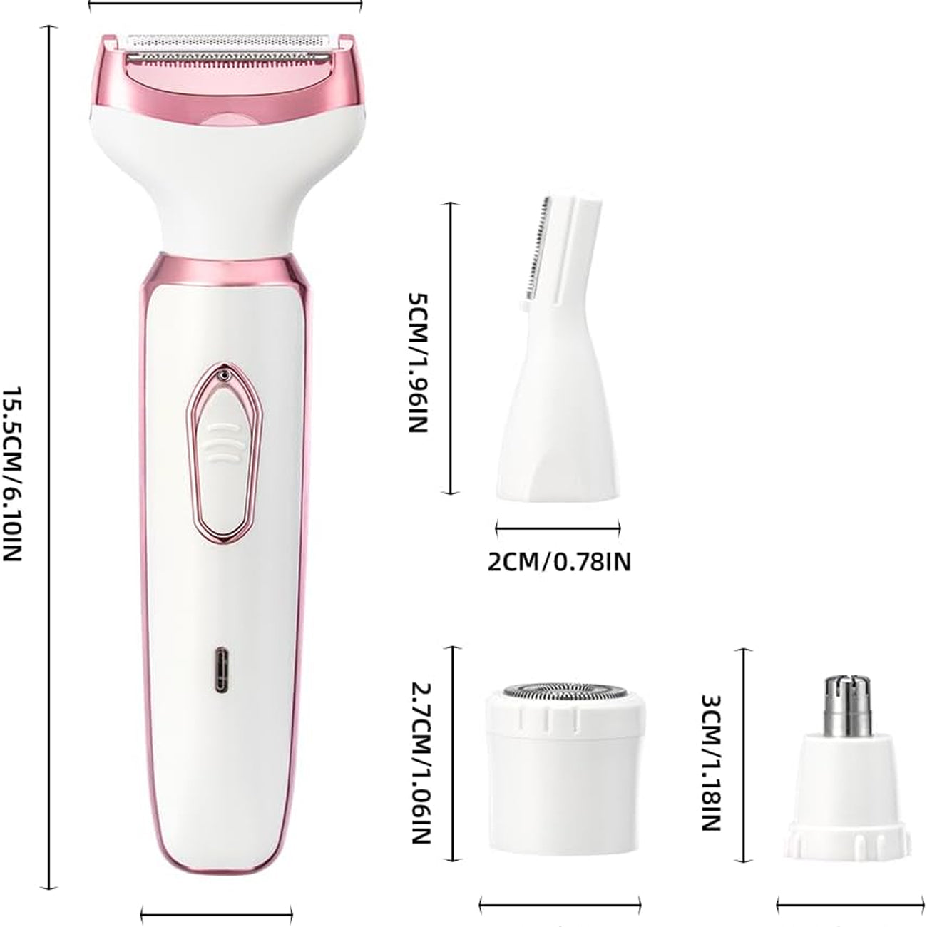 ElixMise 4-in-1 Waterproof Electric Razor for Women with 3-Blade Precision System, Sensitive Skin Tech and USB Rechargeable Base
