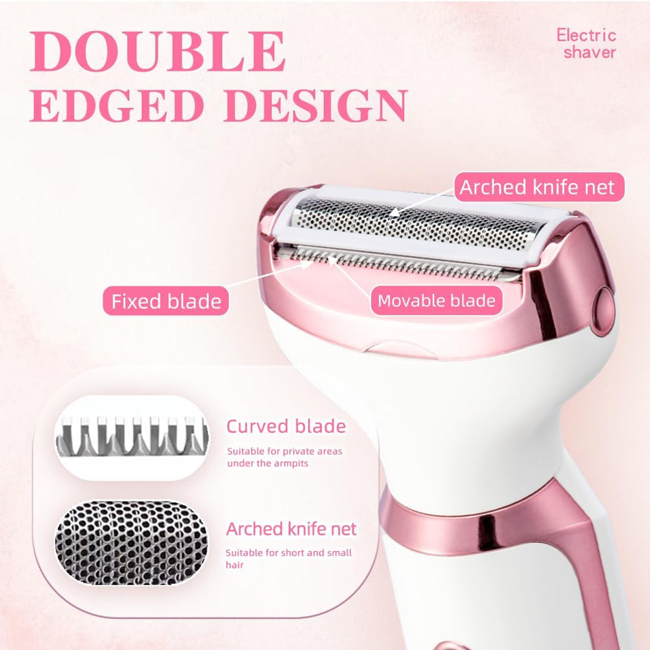 ElixMise 4-in-1 Waterproof Electric Razor for Women with 3-Blade Precision System, Sensitive Skin Tech and USB Rechargeable Base