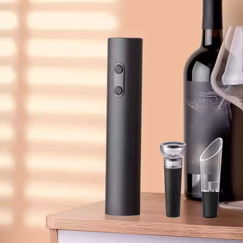 EnziVine 5-Piece Electric Wine Opener Set with 8-Second Rapid Extraction, Vacuum Preserver and Elegant Storage Base