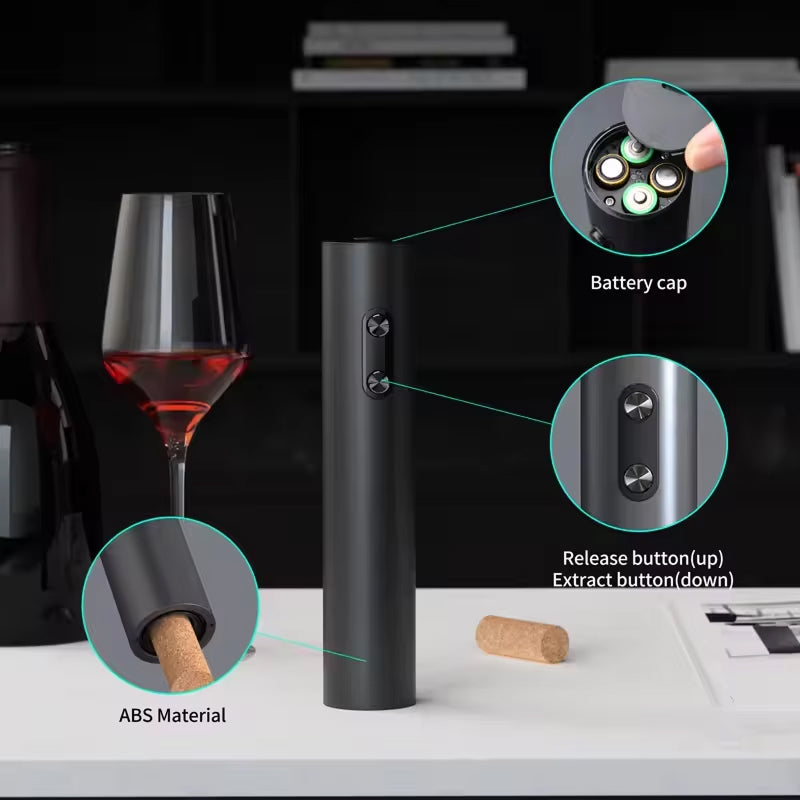 EnziVine 5-Piece Electric Wine Opener Set with 8-Second Rapid Extraction, Vacuum Preserver and Elegant Storage Base
