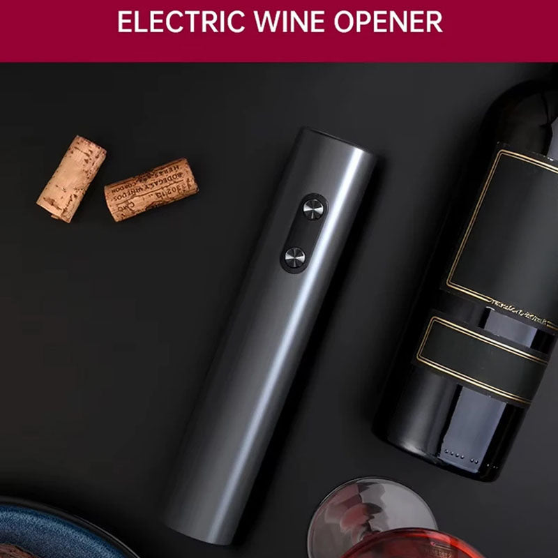 EnziVine 5-Piece Electric Wine Opener Set with 8-Second Rapid Extraction, Vacuum Preserver and Elegant Storage Base