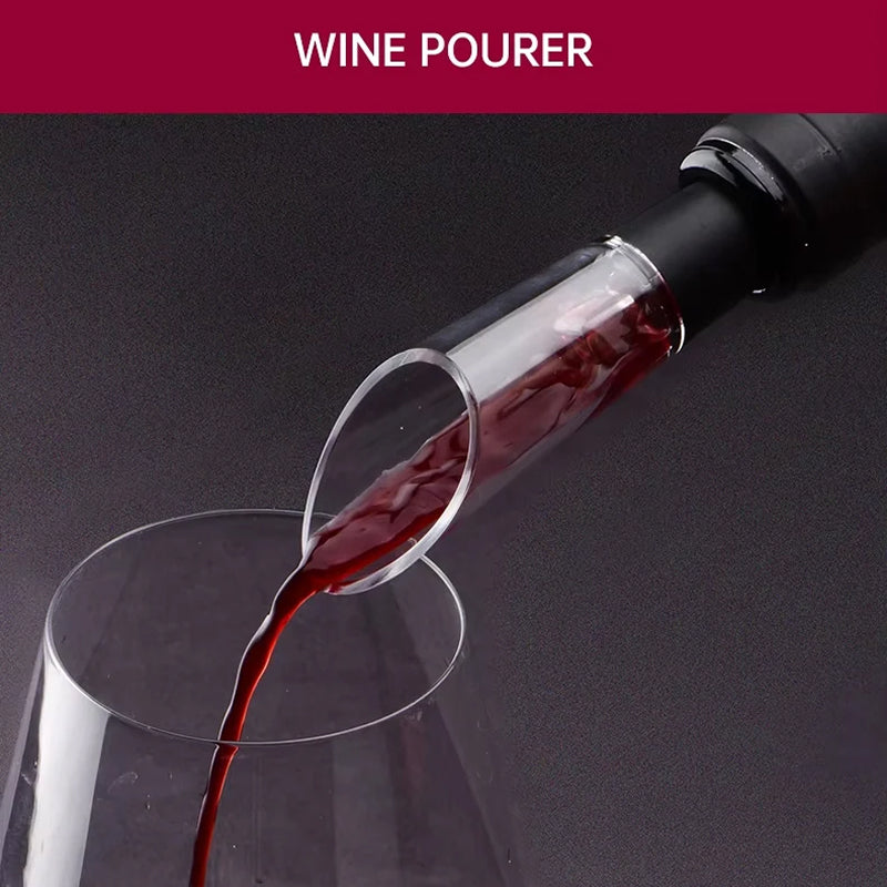 EnziVine 5-Piece Electric Wine Opener Set with 8-Second Rapid Extraction, Vacuum Preserver and Elegant Storage Base