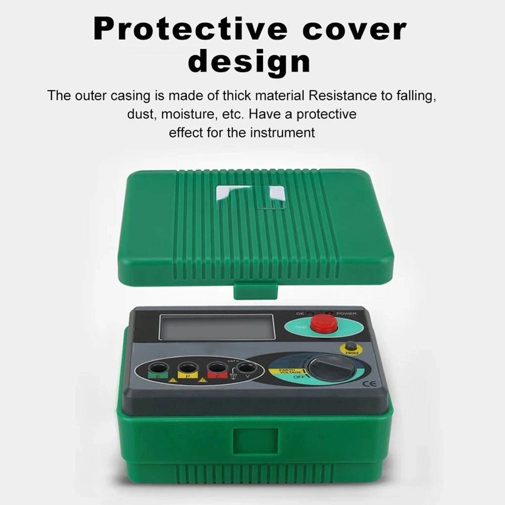 Digital Earth Ground Tester 0-2000 Ohm Resistance Meter 500V Overload Protection Waterproof Outdoor EthixLovi
