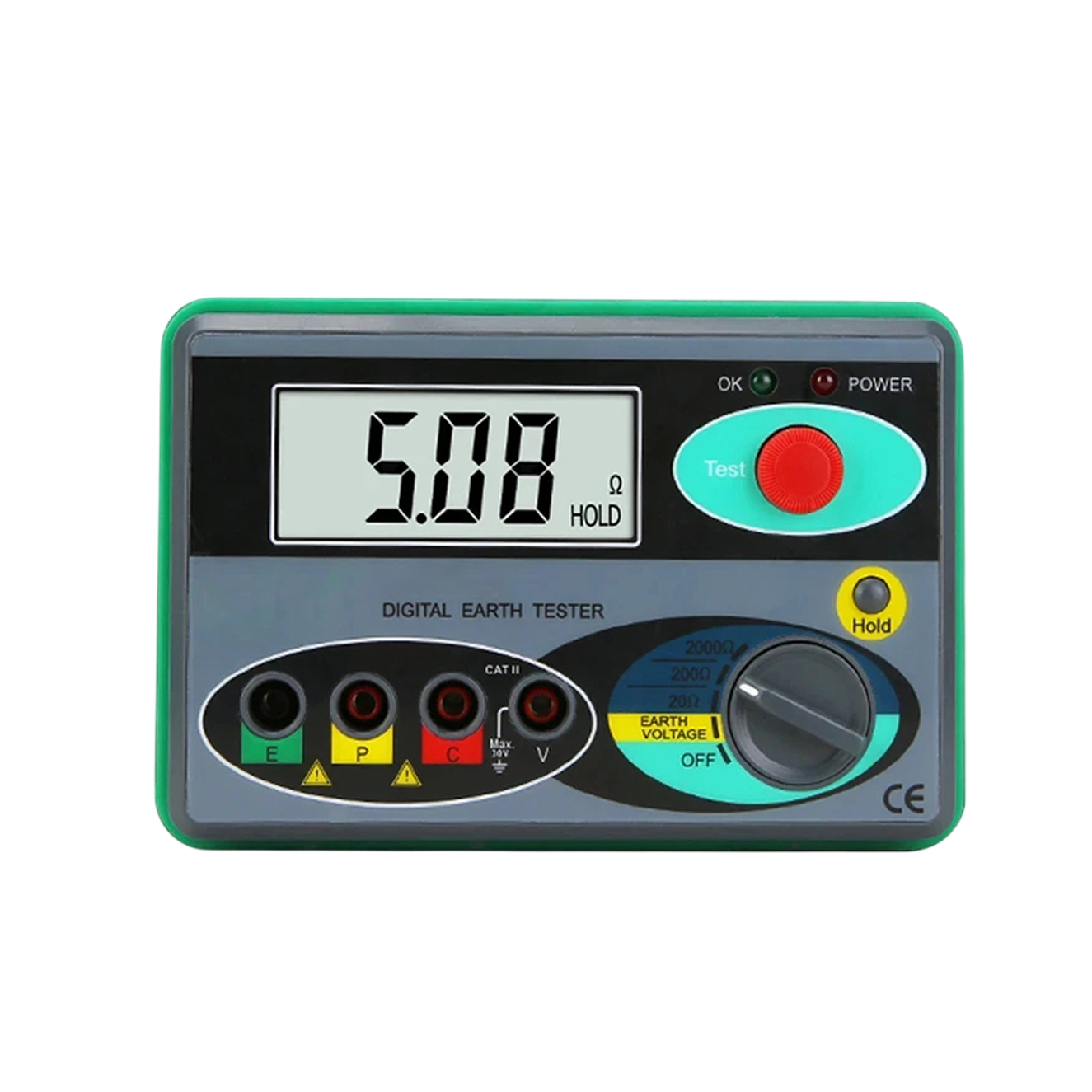 Digital Earth Ground Tester 0-2000 Ohm Resistance Meter 500V Overload Protection Waterproof Outdoor EthixLovi