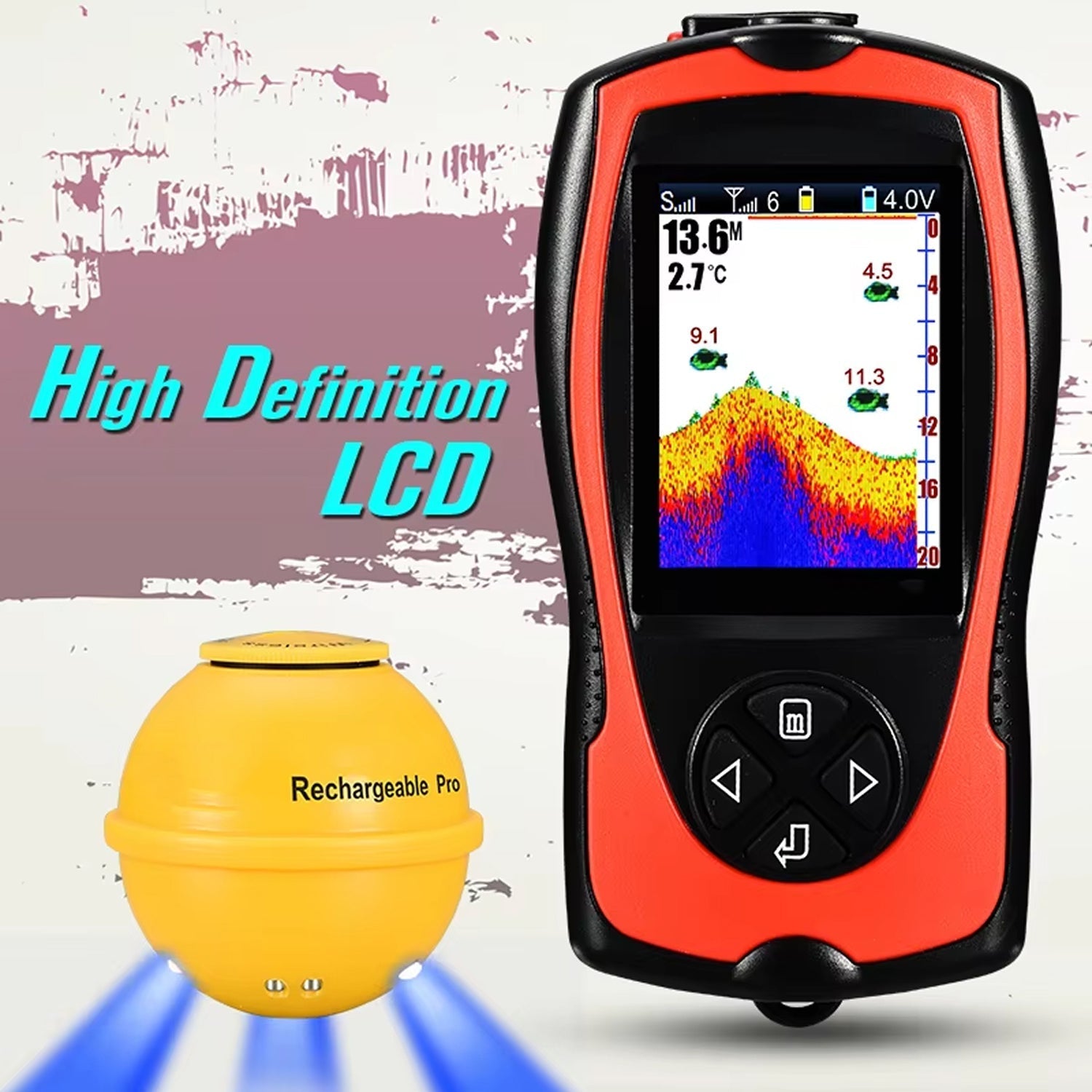 Wireless Fish Finder Portable Sonar 150m Range 2.4 TFT Color Display