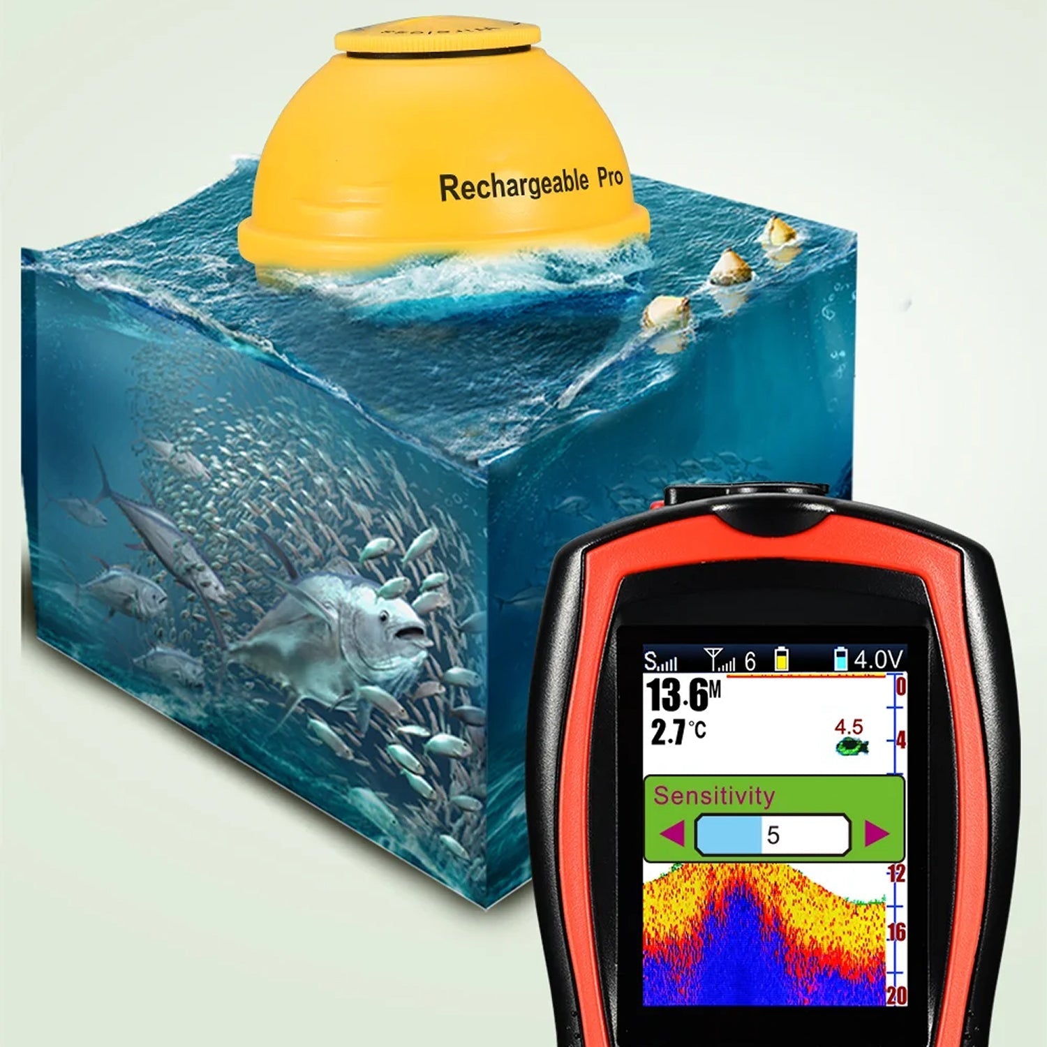 Wireless Fish Finder Portable Sonar 150m Range 2.4 TFT Color Display