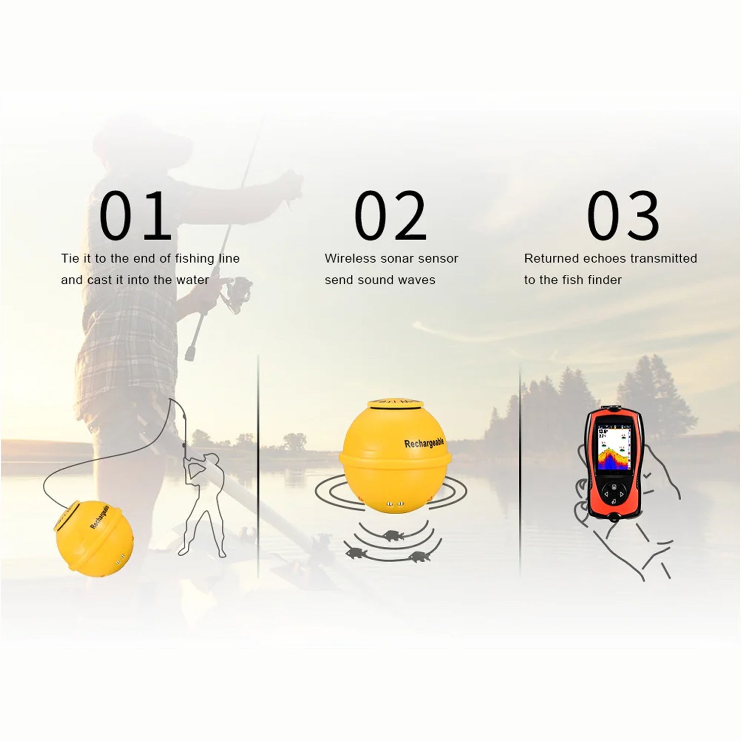 Wireless Fish Finder Portable Sonar 150m Range 2.4 TFT Color Display
