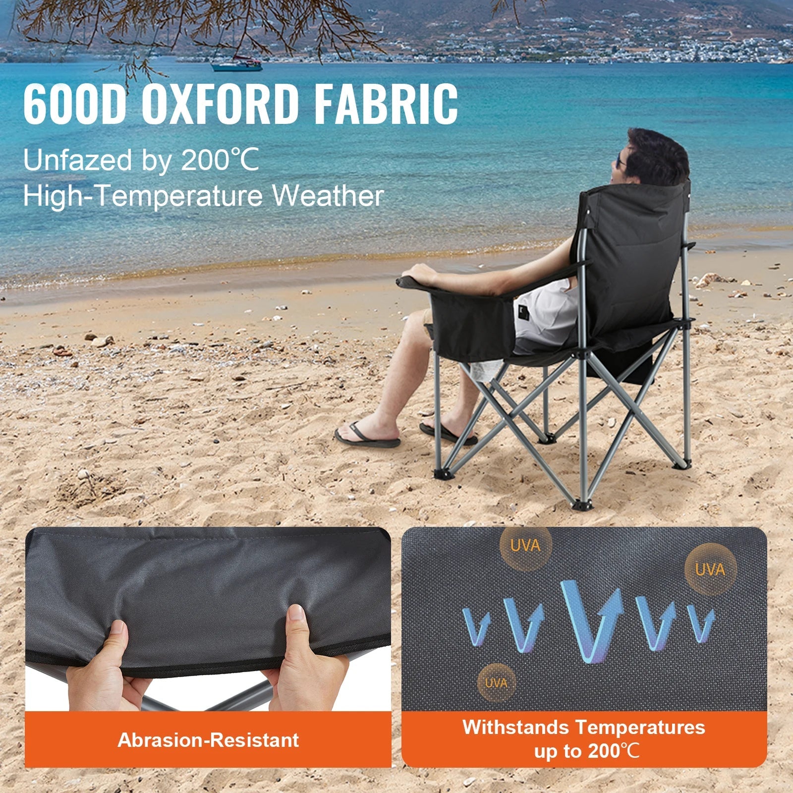 Portable Fishing Chair with Cooler Bag 350 lbs Capacity Foldable